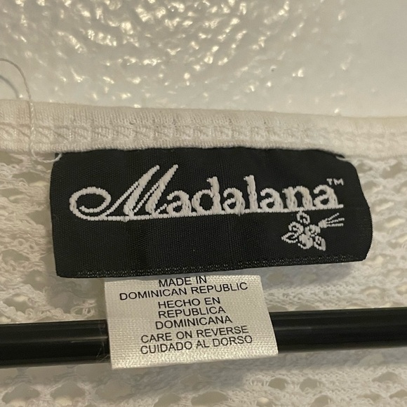 Madalana White and Black Eyelet Full Button Cover Up - Picture 9 of 14